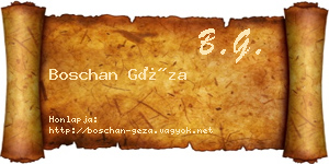 Boschan Géza névjegykártya