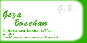geza boschan business card